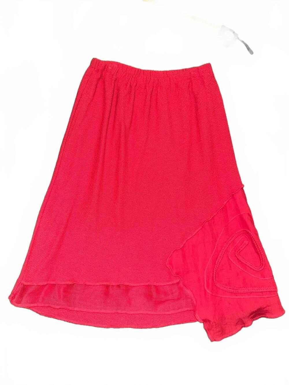 Vintage Women's Boutique Jaskar Hot Pink Knit Asymmetrical Midi Skirt Size XL